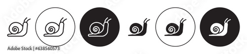 Snail vector icon set. cute snail with shell symbol. simple slow  slug sign. gastropods icon in black color. photo