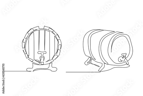 alcohol beverage wooden barrel faucet  line art