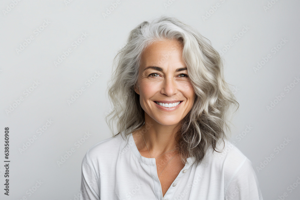 Generative IA technology illustration amazing aged woman happily smiling casual clothes Generative IA technology illustration amazing aged woman happily smiling casual clothes