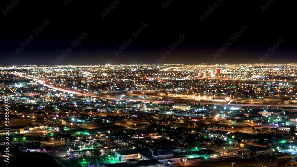 Borderland Lights: 4K Time-Lapse of Night Traffic Above El Paso and Juarez Borderland Lights: 4K Time-Lapse of Night Traffic Above El Paso and Juarez