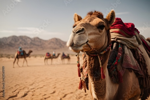 photo shot camel roaming around in the desert © saktiyudha