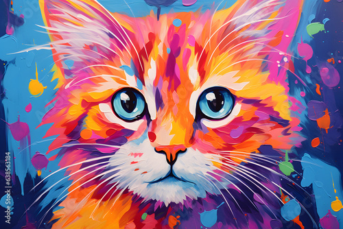 Bright colors cat painting. Art modern poster © Oksana