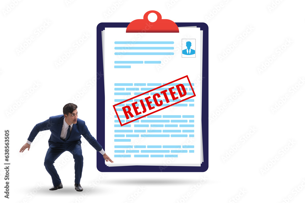 Man receiving rejection notice on his cv Man receiving rejection notice on his cv