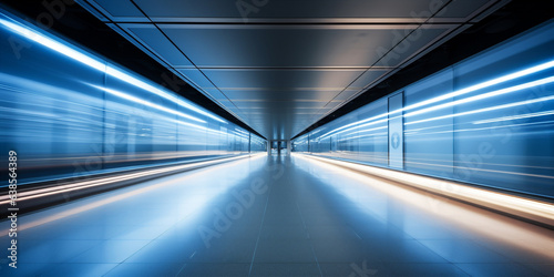 baggage moving on airport conveyor belt long exposure. Generative AI