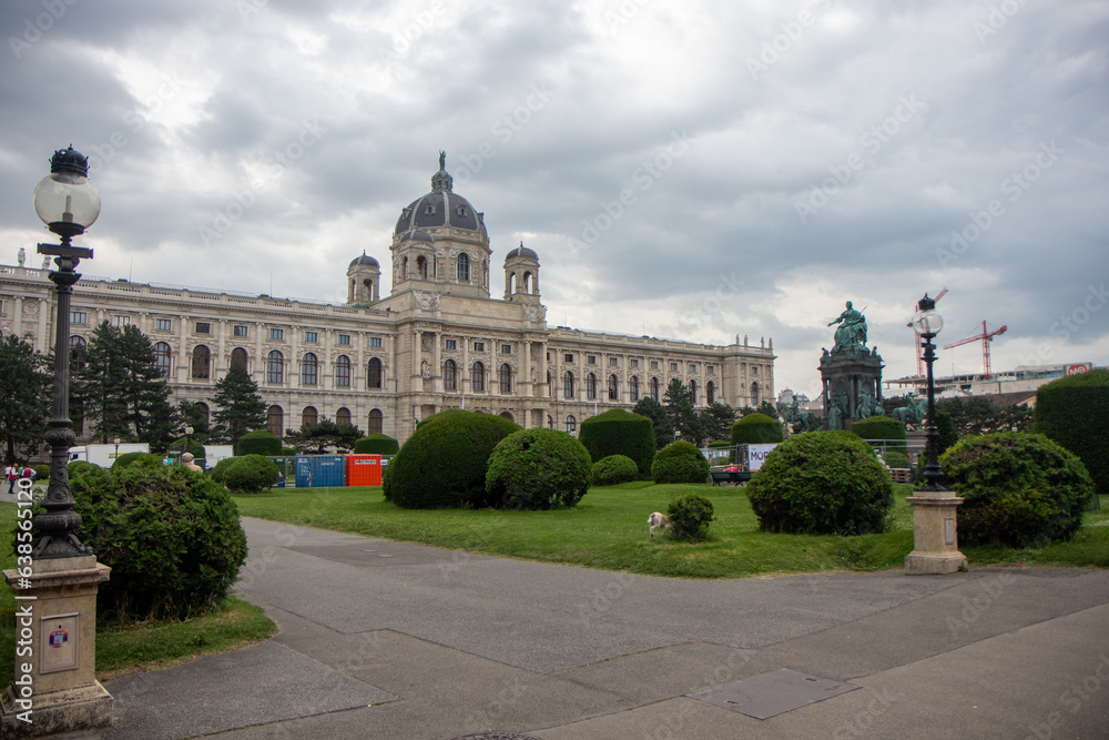 Kunsthistorisches Museum in Vienna. Wide angle view.
