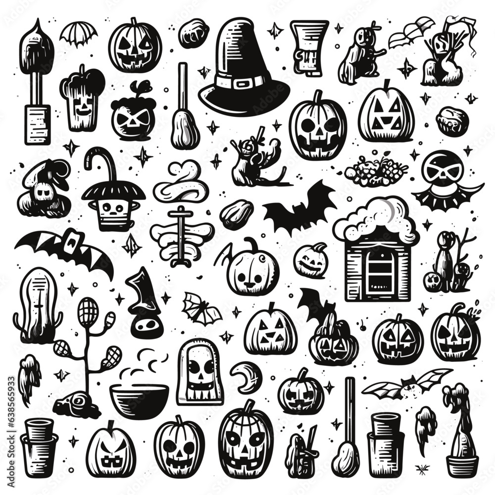 Happy Halloween set of elements, ghost, pumpkin Happy Halloween set of elements, ghost, pumpkin