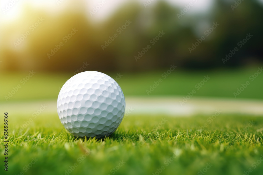 Golf ball on the grass AI Generative