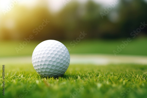 Golf ball on the grass AI Generative