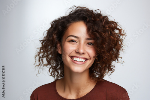 Generative IA portrait of amazing perfect beauty glad woman happily smiling over background