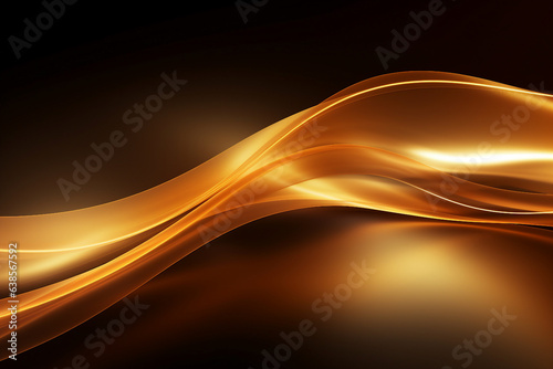 Generative ai collage picture image of golden neon wave fast stream flowing on dark background