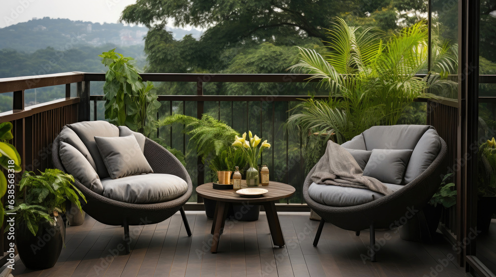 Chic Balcony Lounge: A Tranquil Urban Escape
