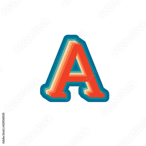 Colorful Alphabet Letter A With Decorative Retro Style
