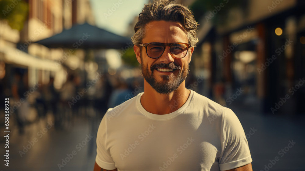 Fototapeta premium Energetic Male Runner Enjoying Morning Jog