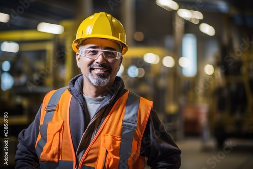 Smiling mature industrial worker looking at the camera 