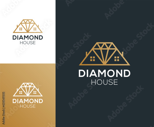 Diamond house logo design vector illustration inspiration