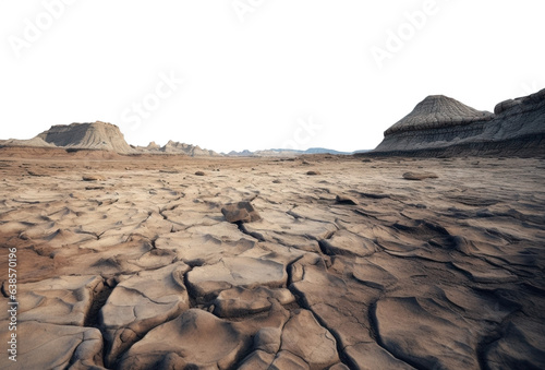 Fototapeta barren cracked dry desert lake.  transparent PNG file.
