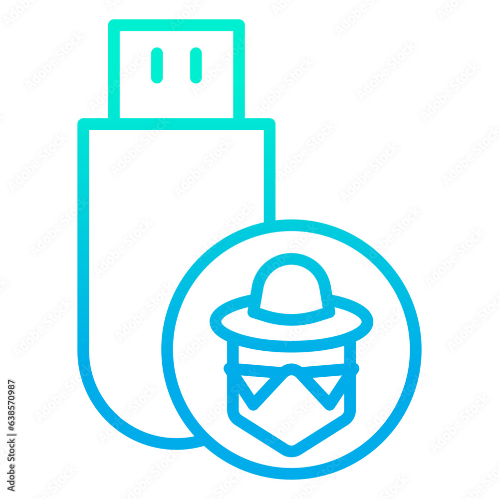 Outline gradient Pendrive Hacker icon Outline gradient Pendrive Hacker icon