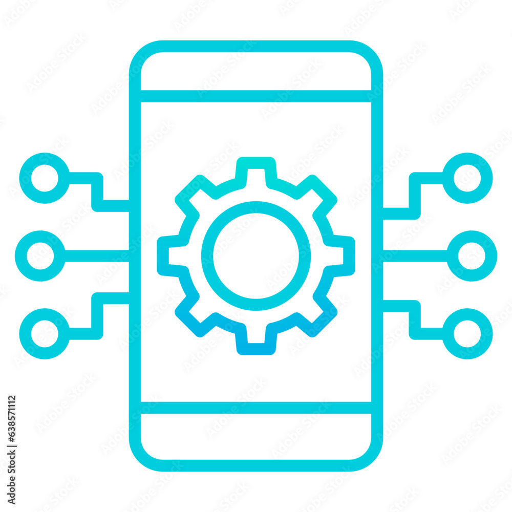 Outline gradient Mobile Phone Setting icon Outline gradient Mobile Phone Setting icon