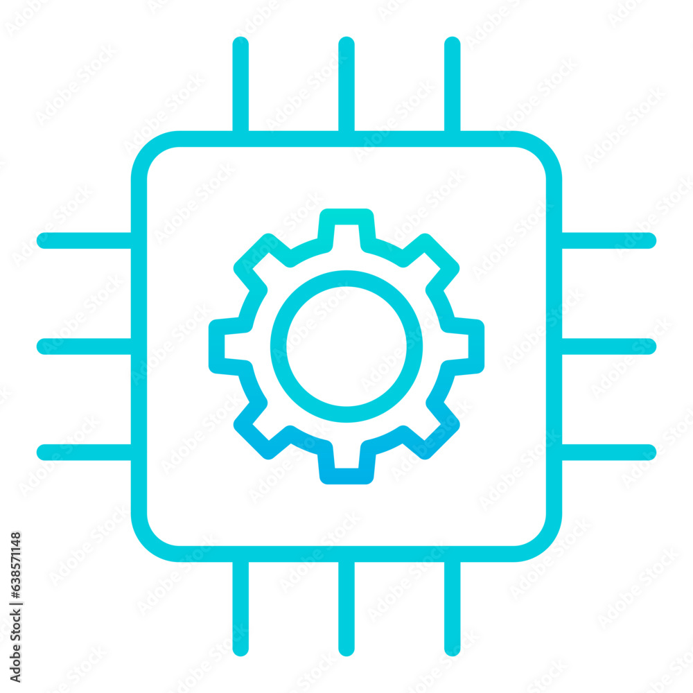 Outline gradient Microchip Setting icon Outline gradient Microchip Setting icon