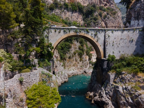 Views of Fiordo di Furore on the Amalfi Coast, Italy by Drone