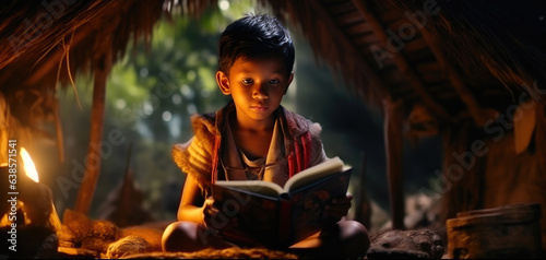 Stories of the Shadows: Thai Kid with Dark Complexion and Magical Book