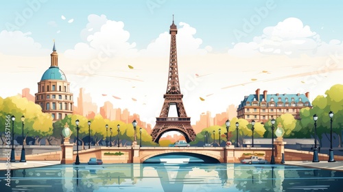  eiffel tower in paris surrounded by water with ships under the colorful sky