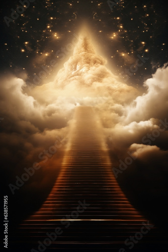 god\'s throne. heaven vs hell concept. stairway to heaven.