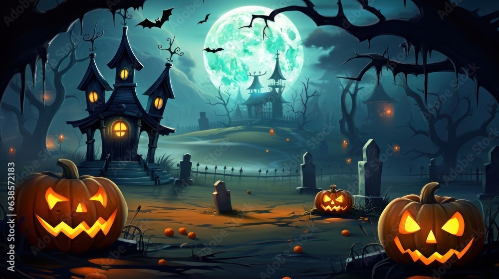 Fototapeta premium Happy halloween, kids will enjoy the halloween festival, the ghosts will come out on the halloween festival.Generative Ai