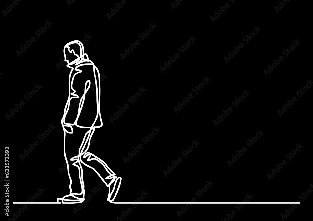 continuous line drawing vector illustration with FULLY EDITABLE STROKE of mental health awareness depression anxiety concept on black background