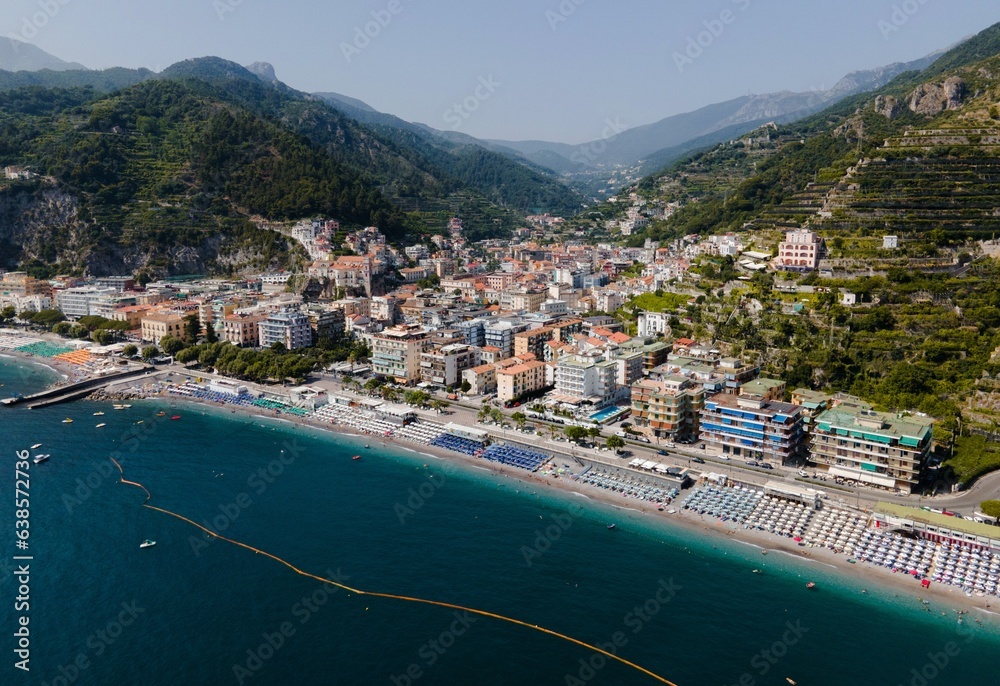 Views of Maiori on the Amalfi Coast, Italy by Drone