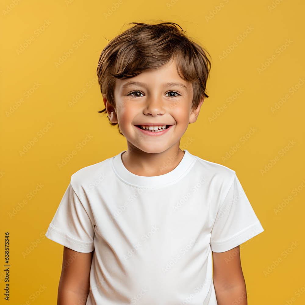 a boy in a casual style on yellow background. a boy in a casual style on yellow background.