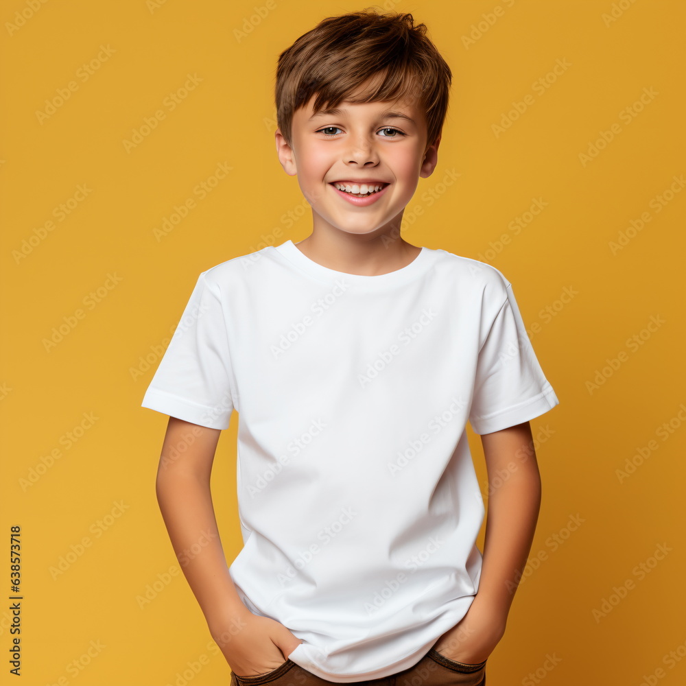 a boy in a casual style on yellow background. a boy in a casual style on yellow background.