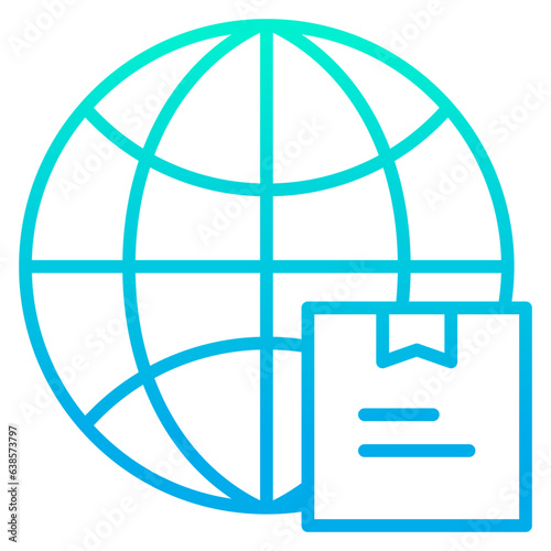 Outline gradient Globle delivery box icon