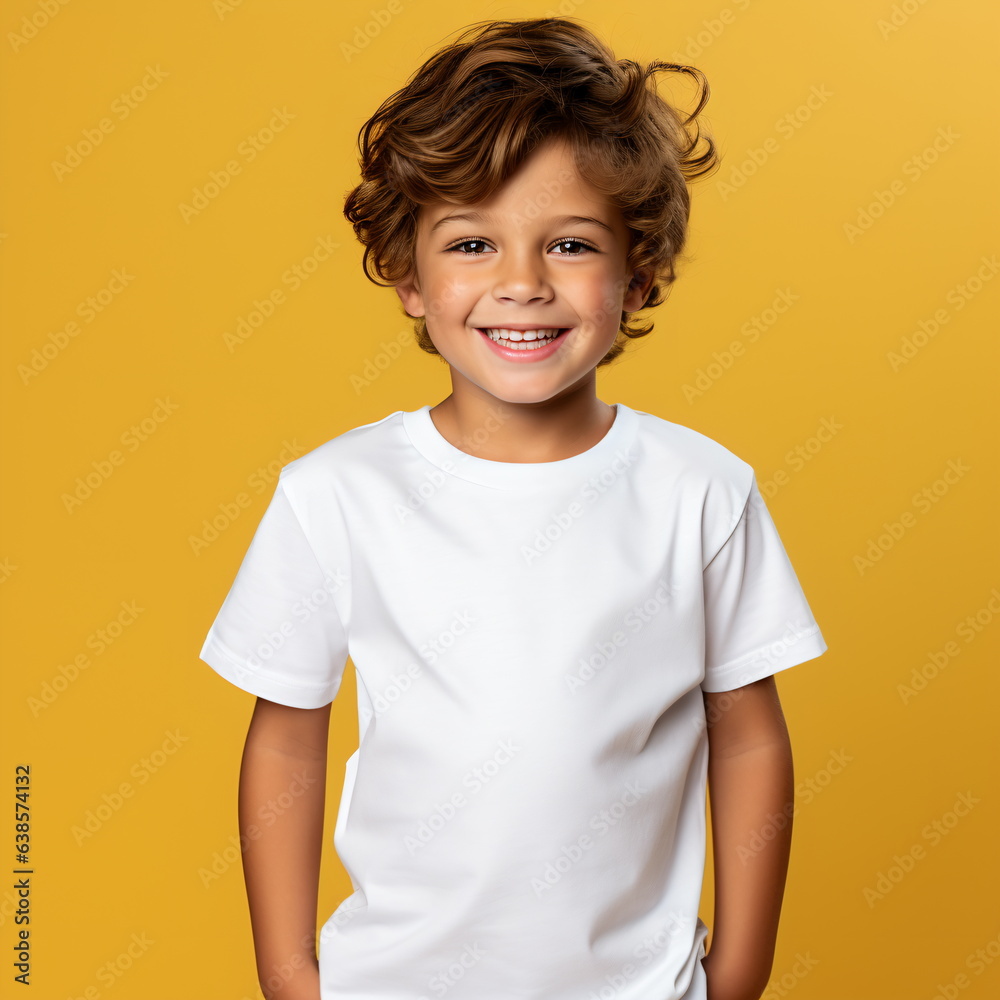 a boy in a casual style on yellow background. a boy in a casual style on yellow background.