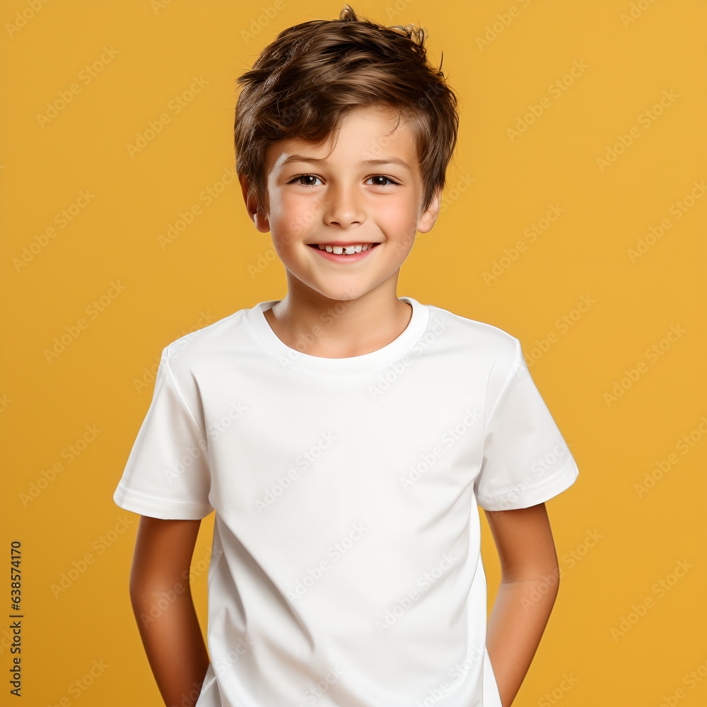 a boy in a casual style on yellow background. a boy in a casual style on yellow background.