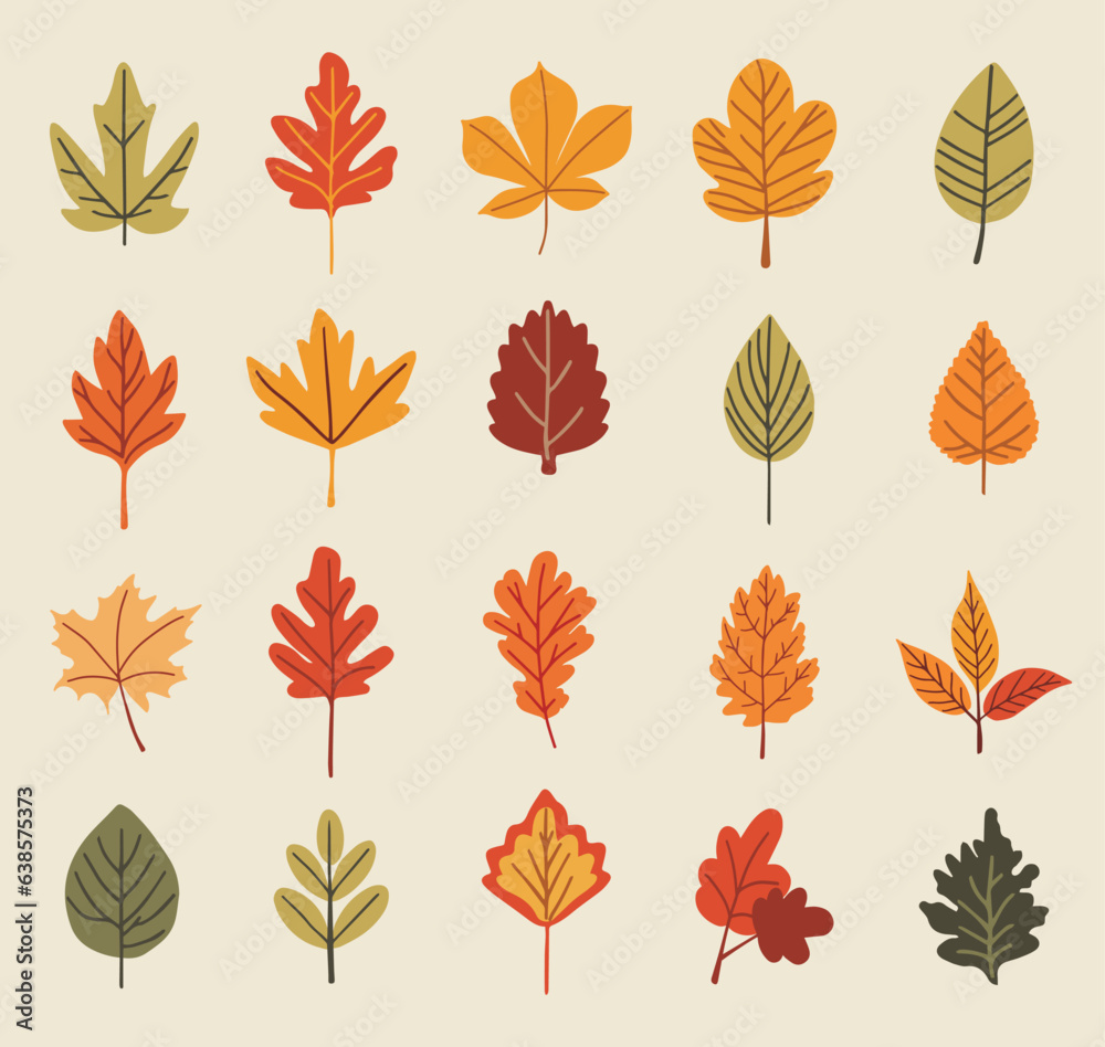 Vector abstract autumn set. Set of autumn decorative elements for your design.Vector illustration.