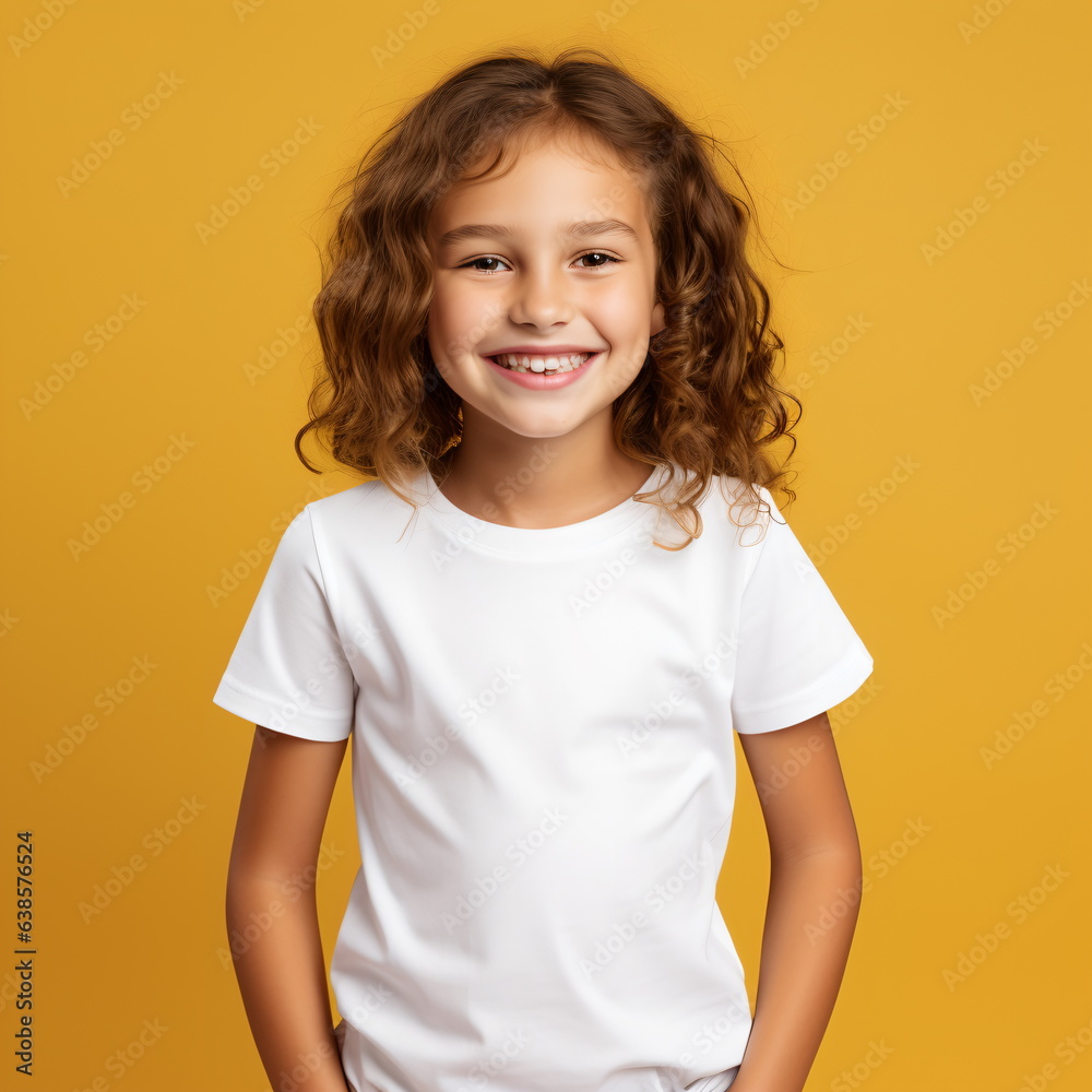 Beautiful little girl in a white blank t-shirt Beautiful little girl in a white blank t-shirt