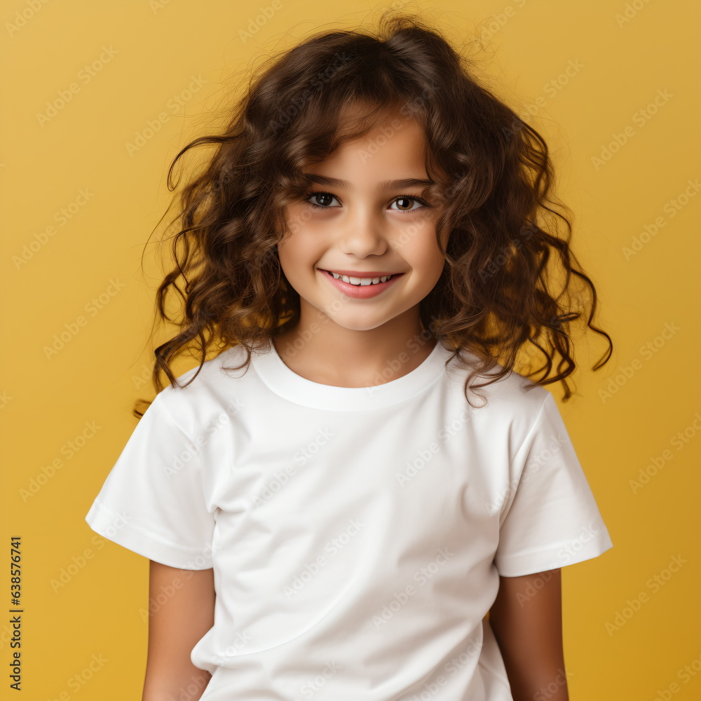 Beautiful little girl in a white blank t-shirt Beautiful little girl in a white blank t-shirt