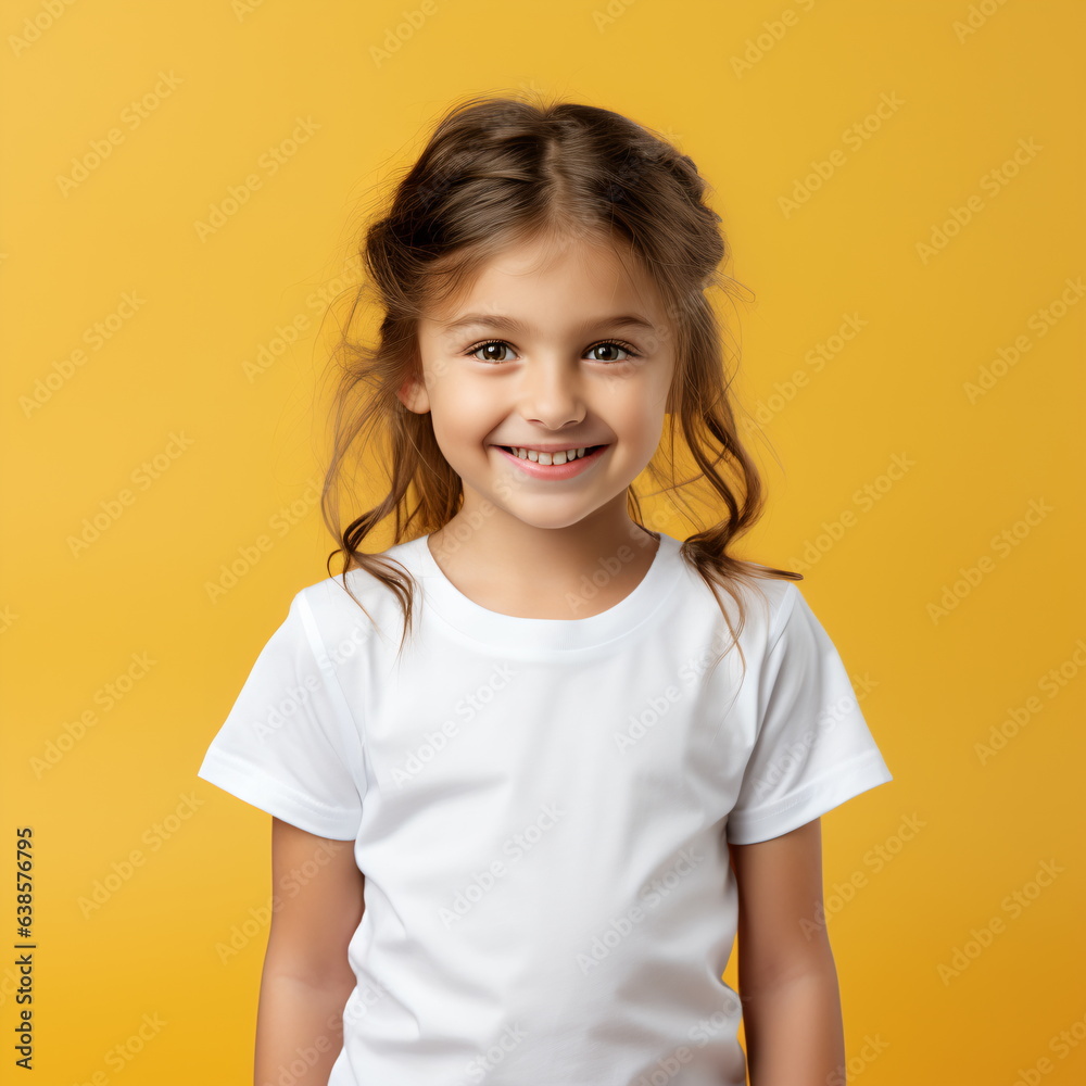 Beautiful little girl in a white blank t-shirt Beautiful little girl in a white blank t-shirt
