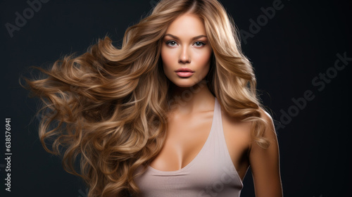 Foto Attractive beautiful model with long hair extension