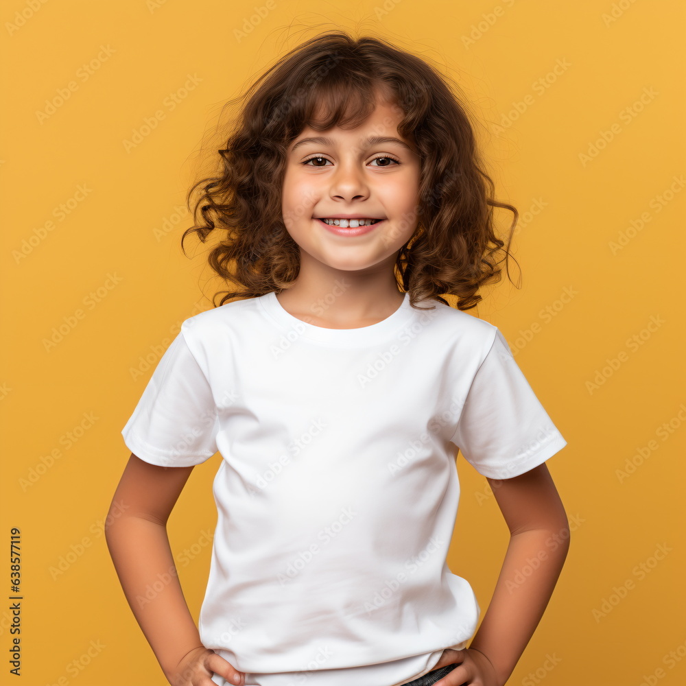 Beautiful little girl in a white blank t-shirt Beautiful little girl in a white blank t-shirt