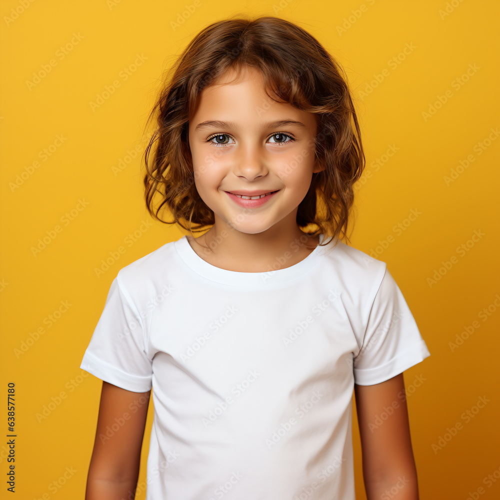 Beautiful little girl in a white blank t-shirt Beautiful little girl in a white blank t-shirt