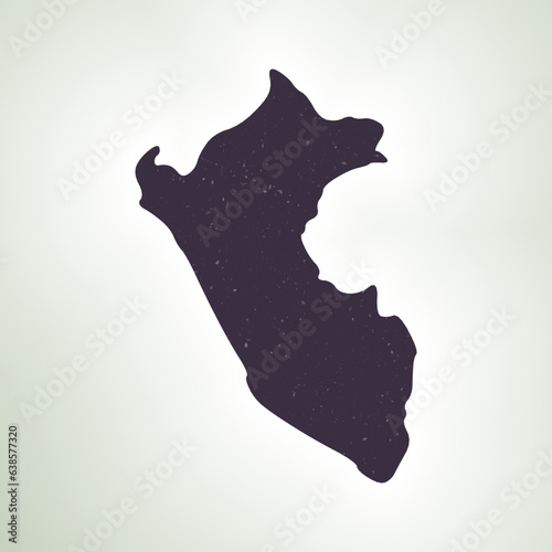 Peru shape on gradient background. Country map with scratch texture . Peru vibrant poster. Astonishing vector illustration.