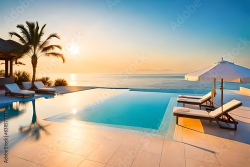 Luxury Swimming Pool Overlooking the Ocean © Muhammad