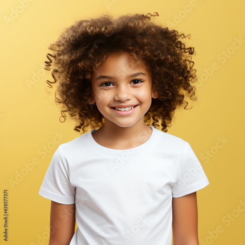 Beautiful little girl in a white blank t-shirt © duyina1990