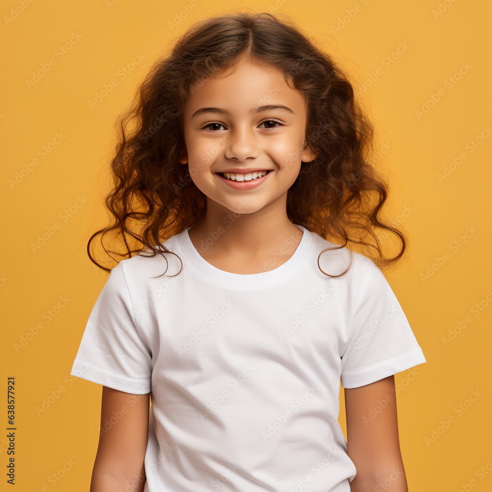 Beautiful little girl in a white blank t-shirt Beautiful little girl in a white blank t-shirt