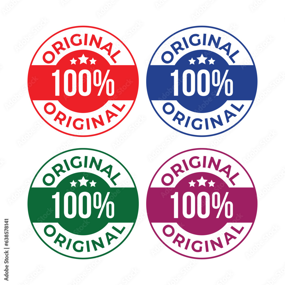 Abstract Vector 100 Percent Original Tag Colorful Icon Design Template