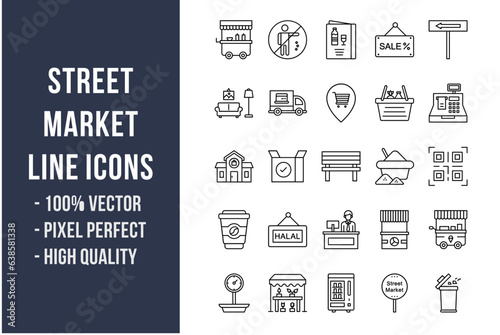 Street Market Line Icons