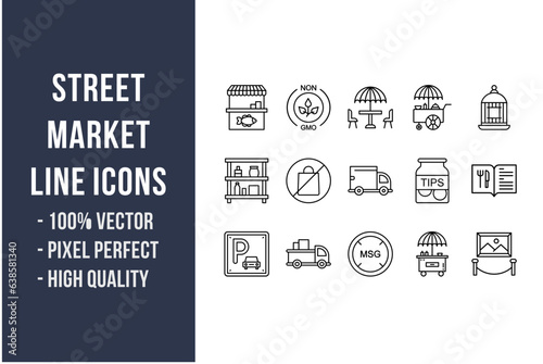 Street Market Line Icons