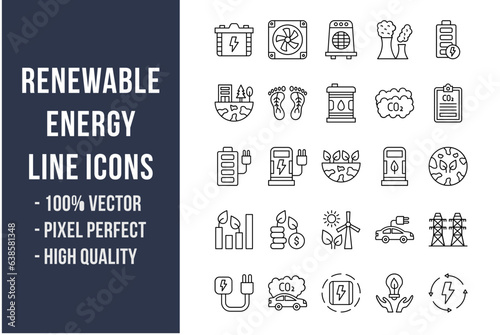 Renewable Energy Line Icons